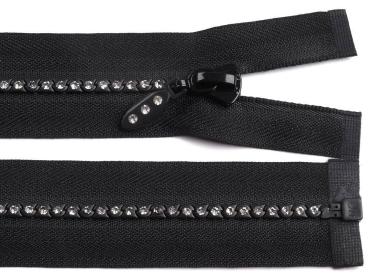 Kunststoff Reißverschluss Strass Breite 4 mm Länge 50 cm Schwarz